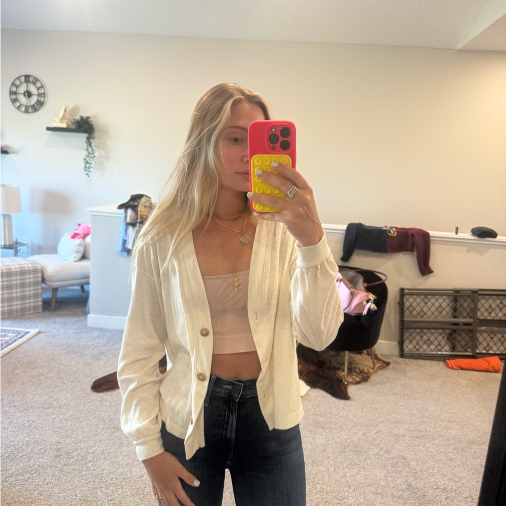 BKE Cream Cardigan Sweater
